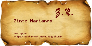 Zintz Marianna névjegykártya